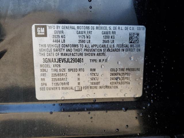 3GNAXJEV6JL290461 - 2018 CHEVROLET EQUINOX LT 黑色 照片 12