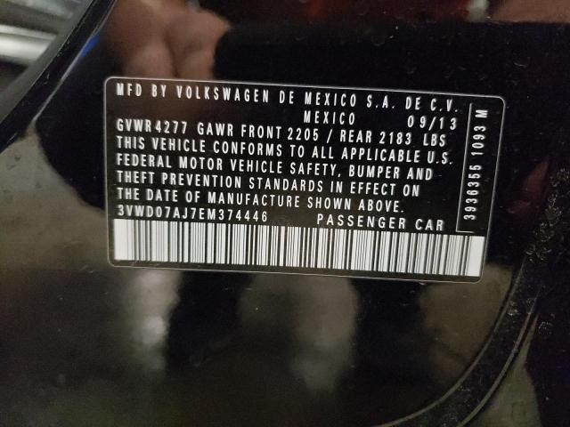 3VWD07AJ7EM374446 - 2014 VOLKSWAGEN JETTA SE BLACK photo 12