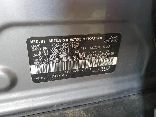 JA4AR3AU2KU010354 - 2019 MITSUBISHI OUTLANDER ES SILVER photo 13