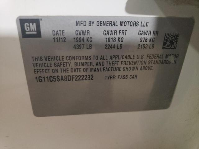 1G11C5SA8DF222232 - 2013 CHEVROLET MALIBU 1LT WHITE photo 12