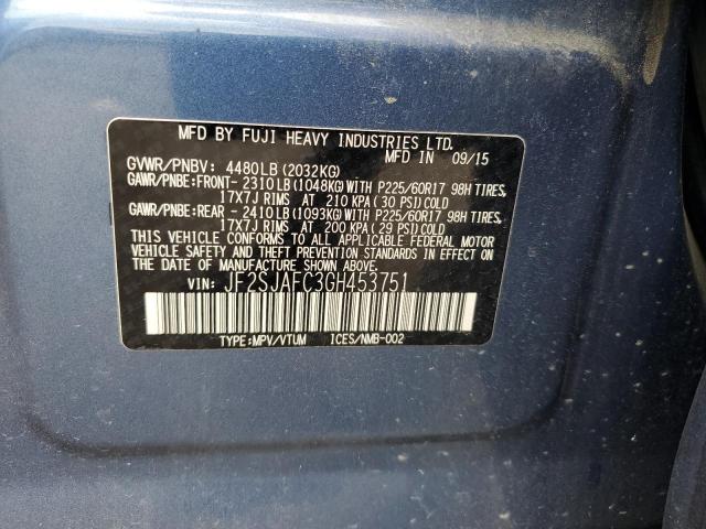 JF2SJAFC3GH453751 - 2016 SUBARU FORESTER 2.5I PREMIUM Mavi foto 13