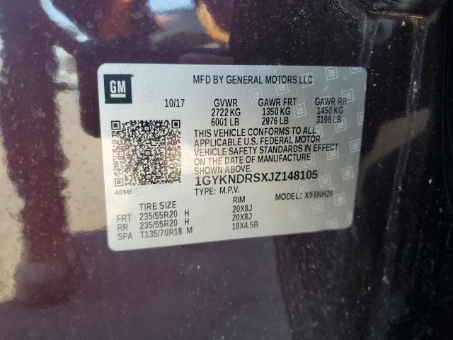 1GYKNDRSXJZ148105 - 2018 CADILLAC XT5 LUXURY أرجواني صورة 12