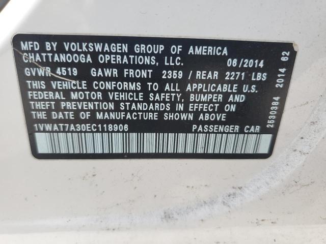 1VWAT7A30EC118906 - 2014 VOLKSWAGEN PASSAT S Weiß Foto 13
