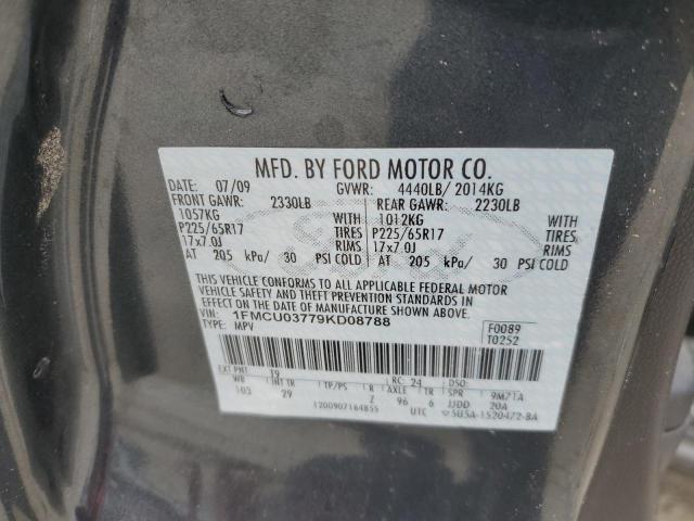 1FMCU03779KD08788 - 2009 FORD ESCAPE XLT შავი ფოტო 13