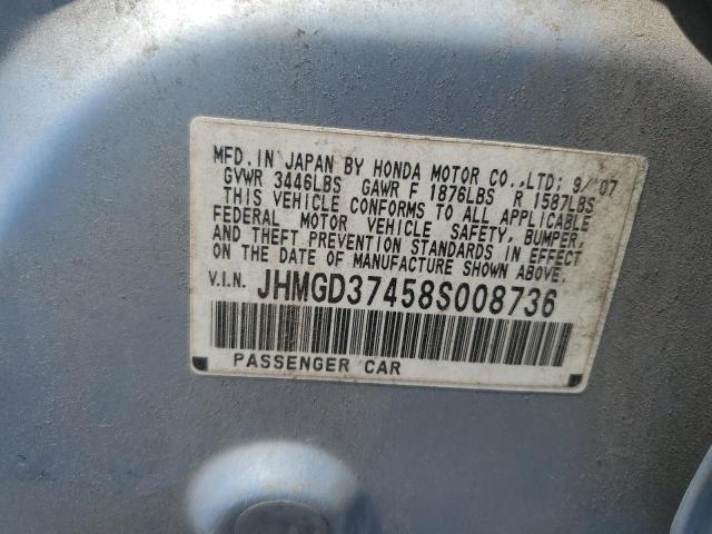 JHMGD37458S008736 - 2008 HONDA FIT BLUE photo 12