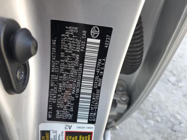 4T1BK3DBXCU452644 - 2012 TOYOTA AVALON BASE 银色 照片 13