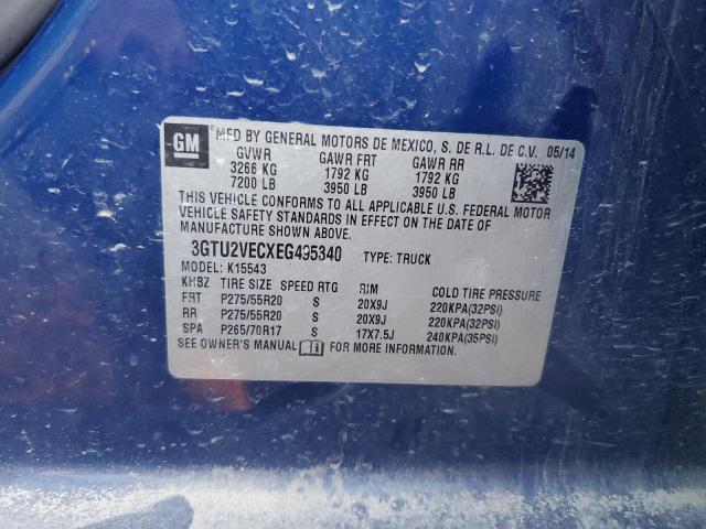 3GTU2VECXEG495340 - 2014 GMC SIERRA K1500 SLT BLUE photo 12