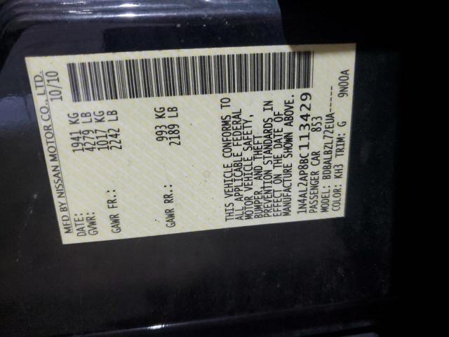 1N4AL2AP8BC113429 - 2011 NISSAN ALTIMA BASE 黑色 照片 12