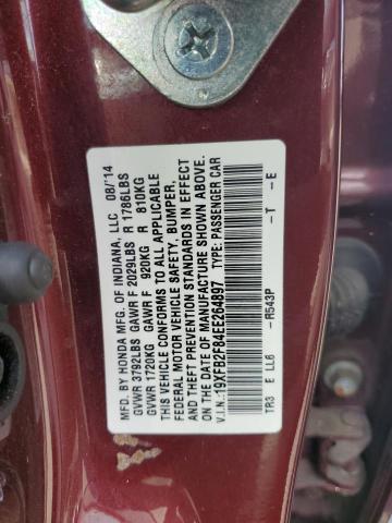 19XFB2F84EE264897 - 2014 HONDA CIVIC EX BURGUNDY photo 12
