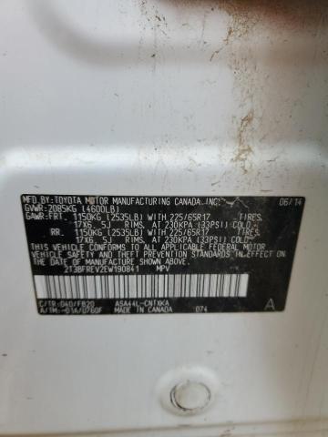 2T3BFREV2EW190841 - 2014 TOYOTA RAV4 LE WHITE photo 13