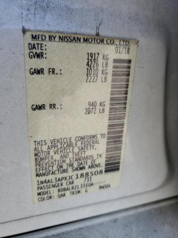 1N4AL3APXJC188508 - 2018 NISSAN ALTIMA 2.5 Blanc photo 12