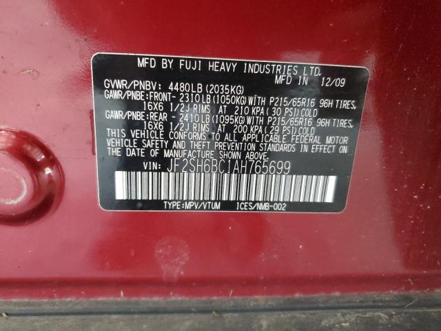 JF2SH6BC1AH765699 - 2010 SUBARU FORESTER XS Rot Foto 13