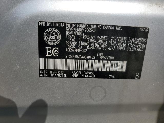 2T3ZF4DV0AW048453 - 2010 TOYOTA RAV4 GRAY photo 13