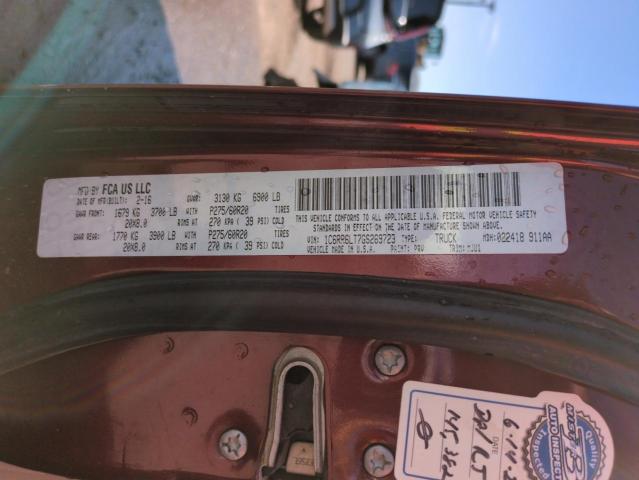 1C6RR6LT7GS269723 - 2016 RAM 1500 SLT BURGUNDY photo 13