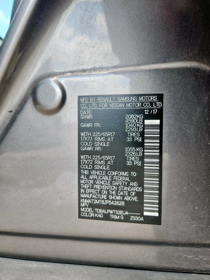 KNMAT2MT8JP542628 - 2018 NISSAN ROGUE S 灰色 照片 13