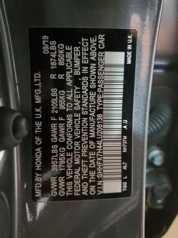 SHHFK7H44LU206138 - 2020 HONDA CIVIC SPORT 灰色 照片 13