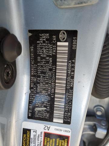 4T1BK3DB1CU447445 - 2012 TOYOTA AVALON BASE 蓝色 照片 12