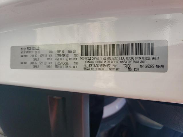 3C6TRVDG1KE504937 - 2019 RAM PROMASTER 2500 HIGH WHITE photo 13