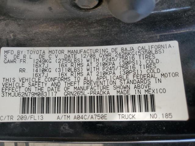 3TMJU62N79M083117 - 2009 TOYOTA TACOMA DOUBLE CAB PRERUNNER BLACK photo 13