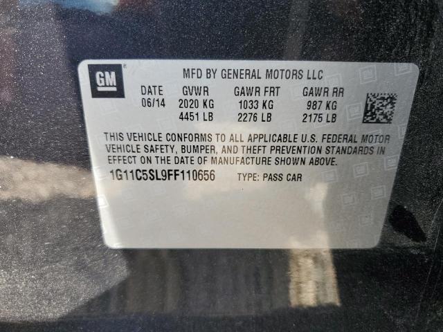 1G11C5SL9FF110656 - 2015 CHEVROLET MALIBU 1LT BLACK photo 12