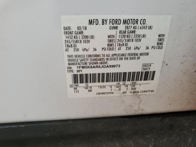 1FM5K8AR6JGA99973 - 2018 FORD EXPLORER POLICE INTERCEPTOR 白色 照片 13