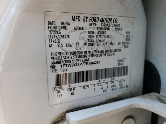 1FTWW33P77EA84284 - 2007 FORD F350 SUPER DUTY WHITE photo 12