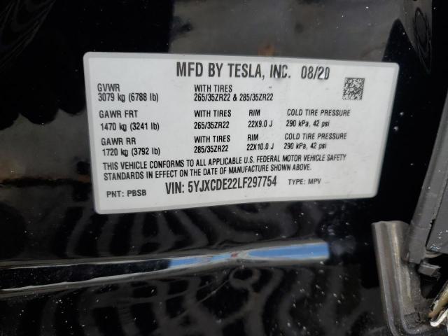 5YJXCDE22LF297754 - 2020 TESLA MODEL X BLACK photo 13