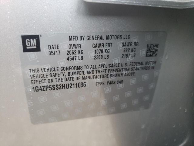 1G4ZP5SS2HU211036 - 2017 BUICK LACROSSE ESSENCE ვერცხლისფერი ფოტო 10