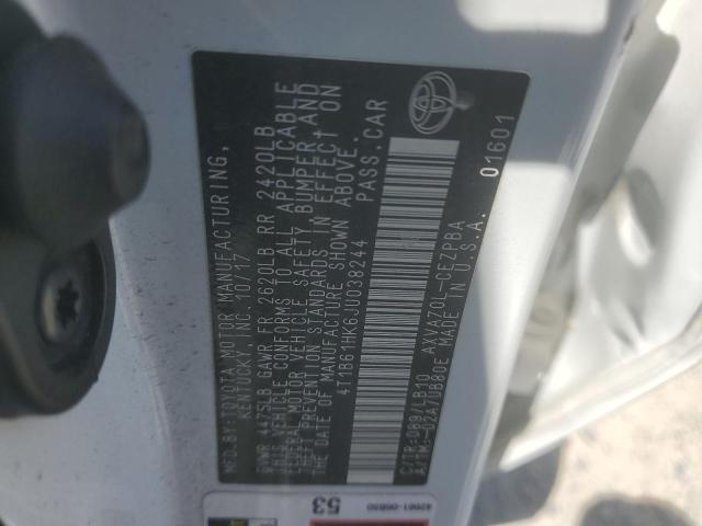 4T1B61HK6JU038244 - 2018 TOYOTA CAMRY XSE WHITE photo 12