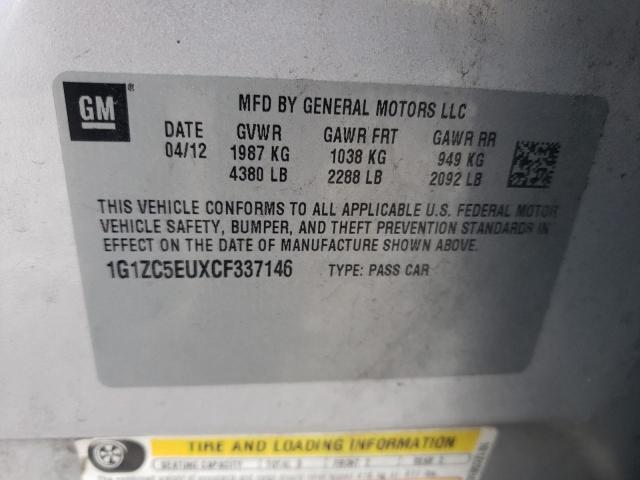 1G1ZC5EUXCF337146 - 2012 CHEVROLET MALIBU 1LT 银色 照片 12