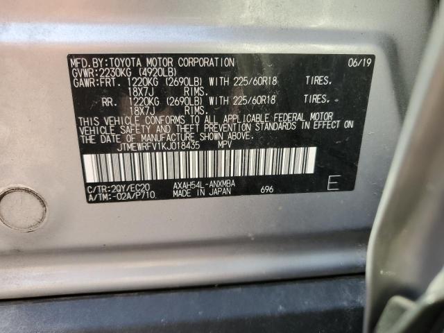 JTMEWRFV1KJ018435 - 2019 TOYOTA RAV4 XSE SILVER photo 13