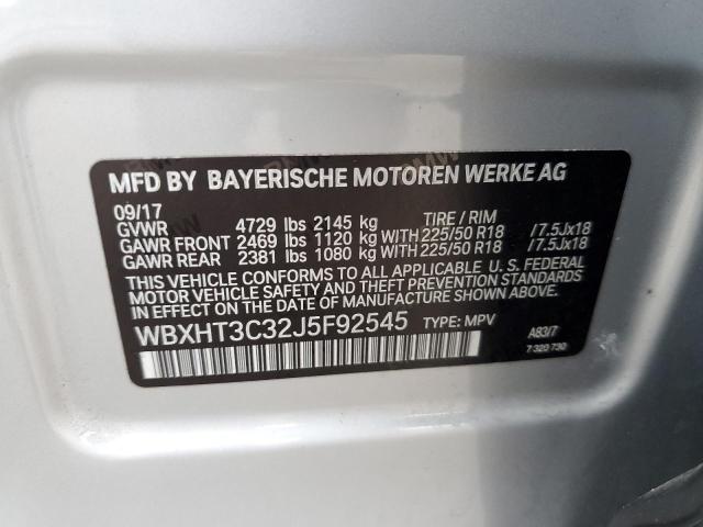 WBXHT3C32J5F92545 - 2018 BMW X1 XDRIVE28I SILVER photo 13