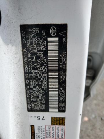 JTDKB20U873261547 - 2007 TOYOTA PRIUS WHITE photo 13