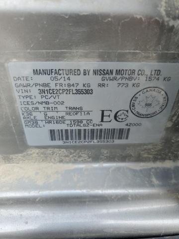 3N1CE2CP2FL355303 - 2015 NISSAN VERSA NOTE S SILVER photo 13