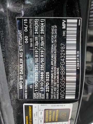 WDCGG5HB8FG432987 - 2015 MERCEDES-BENZ GLK 350 BLACK photo 13