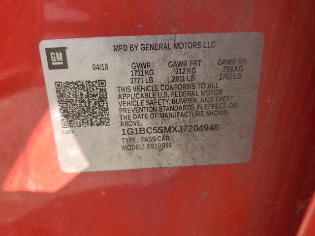 1G1BC5SMXJ7204948 - 2018 CHEVROLET CRUZE LS 红色 照片 12