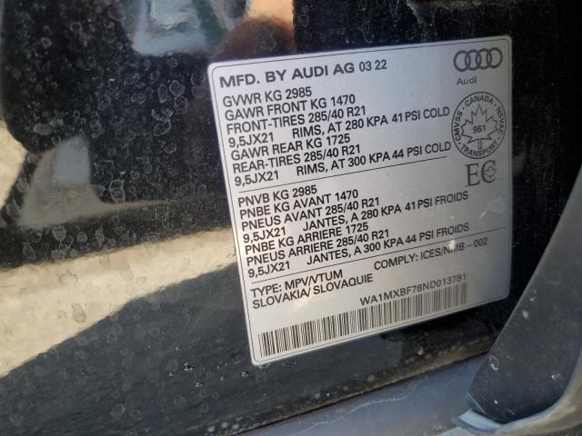 WA1MXBF78ND013781 - 2022 AUDI Q7 PROGRESSIV BLACK photo 14