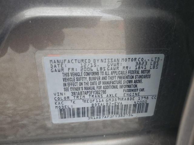 3N1AB7AP3FY382786 - 2015 NISSAN SENTRA S GRAY photo 13