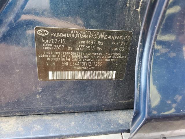 5NPE34AF9FH217260 - 2015 HYUNDAI SONATA SPORT BLUE photo 12