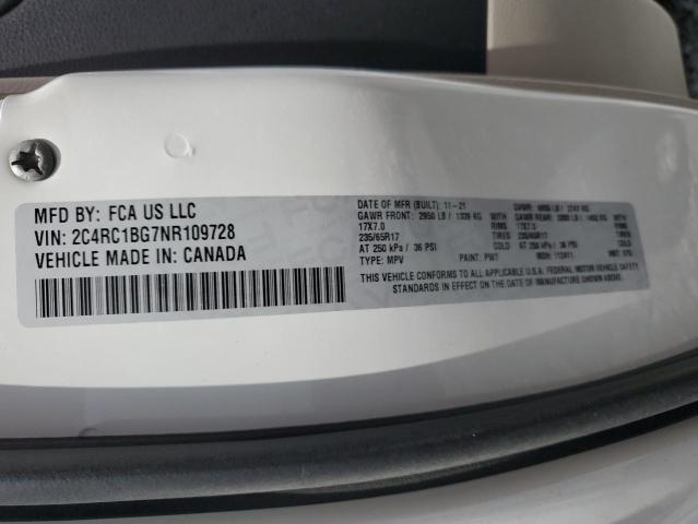 2C4RC1BG7NR109728 - 2022 CHRYSLER PACIFICA TOURING L WHITE photo 13