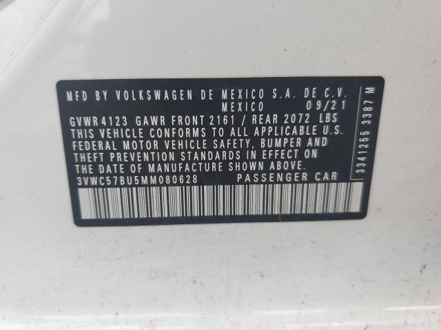 3VWC57BU5MM080628 - 2021 VOLKSWAGEN JETTA S WHITE photo 12