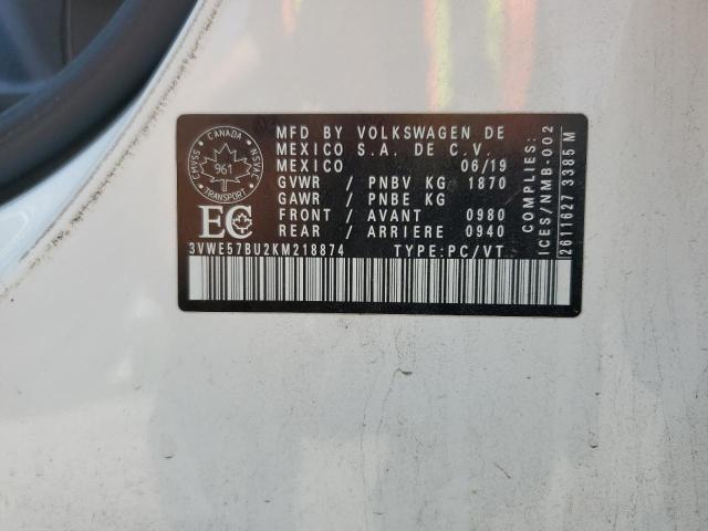 3VWE57BU2KM218874 - 2019 VOLKSWAGEN JETTA SEL WHITE photo 13