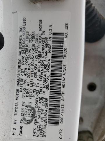 5TEJU62N48Z472685 - 2008 TOYOTA TACOMA DOUBLE CAB PRERUNNER WHITE photo 12