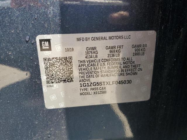 1G1ZG5STXLF045030 - 2020 CHEVROLET MALIBU RS GRAY photo 12