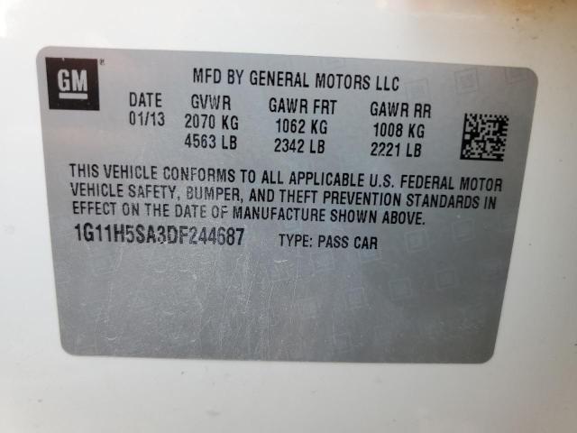 1G11H5SA3DF244687 - 2013 CHEVROLET MALIBU LTZ თეთრი ფოტო 12