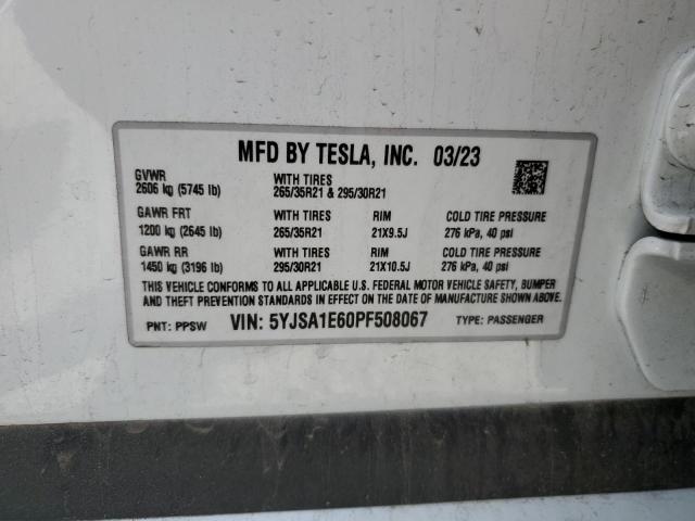 5YJSA1E60PF508067 - 2023 TESLA MODEL S Azul foto 12