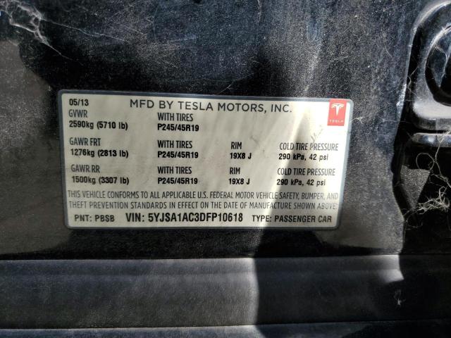 5YJSA1AC3DFP10618 - 2013 TESLA MODEL S 黑色 照片 12