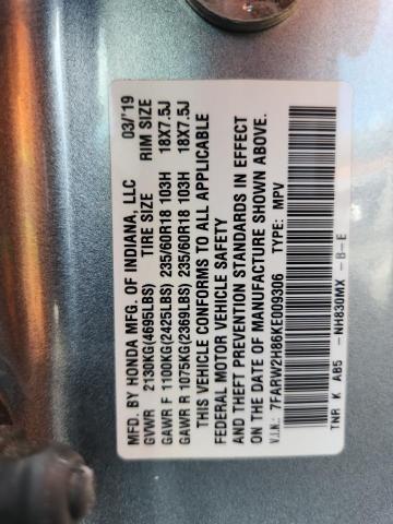 7FARW2H86KE009306 - 2019 HONDA CR-V EXL SILVER photo 13