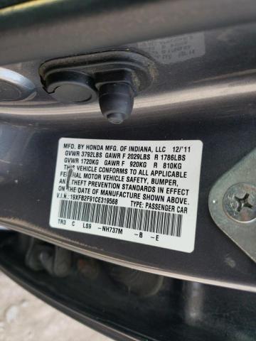 19XFB2F91CE319568 - 2012 HONDA CIVIC EXL ნაცრისფერი ფოტო 12