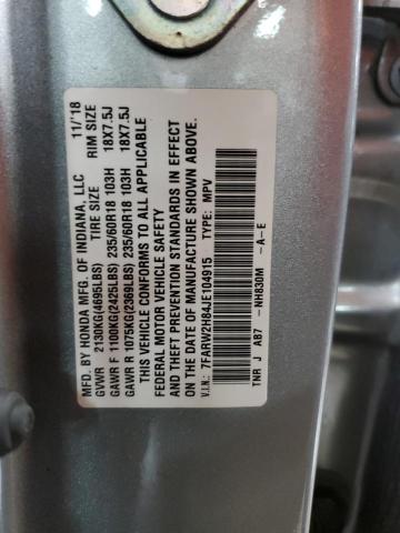 7FARW2H84JE104915 - 2018 HONDA CR-V EXL SILVER photo 14